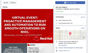 Services d'assistance Red Hat sur Facebook